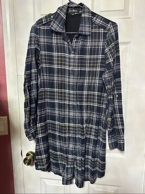 Sam Edelman Navy, White & Yellow Plaid Shirt Jacket